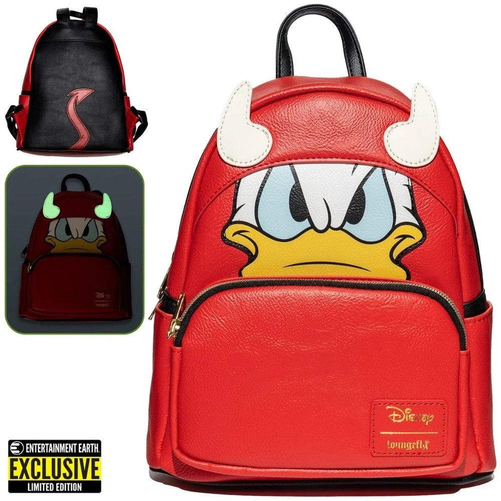 Loungefly Disney Donald Duck Devil Cosplay GITD Mini Backpack - EE Exclusive New